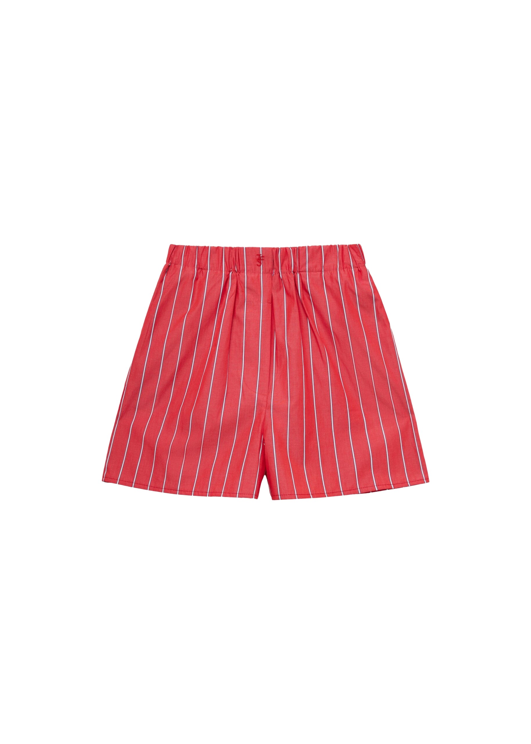 The Frankie Shop Lui Striped Cotton Boxer Shorts – Red/White Stripe