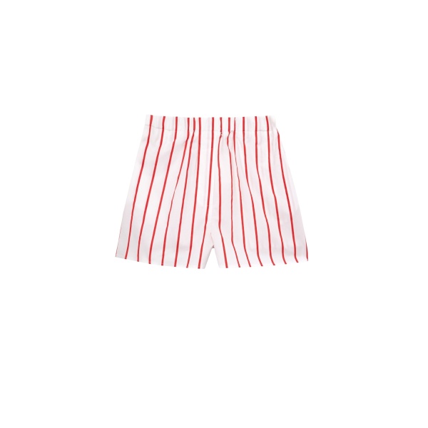 The Frankie Shop Lui Striped Cotton Boxer Shorts - White/Red Stripe - Oversized Minimalist Shorts in Multicolour - Shop at Luxury Shoes 