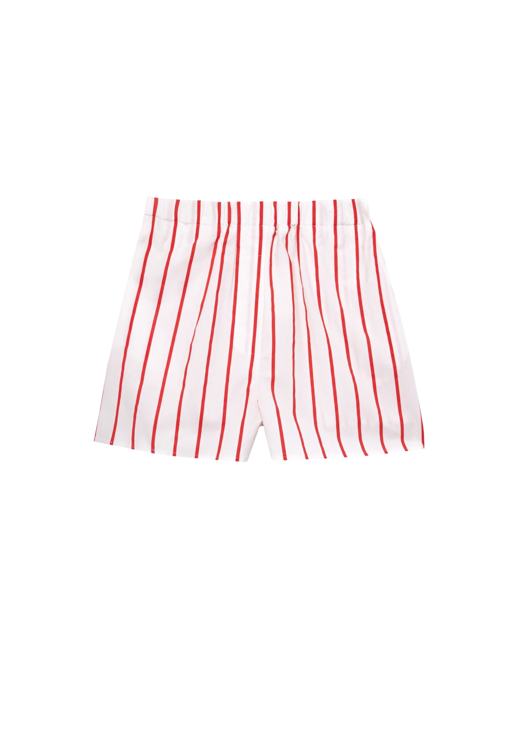 The Frankie Shop Lui Striped Cotton Boxer Shorts – White/Red Stripe