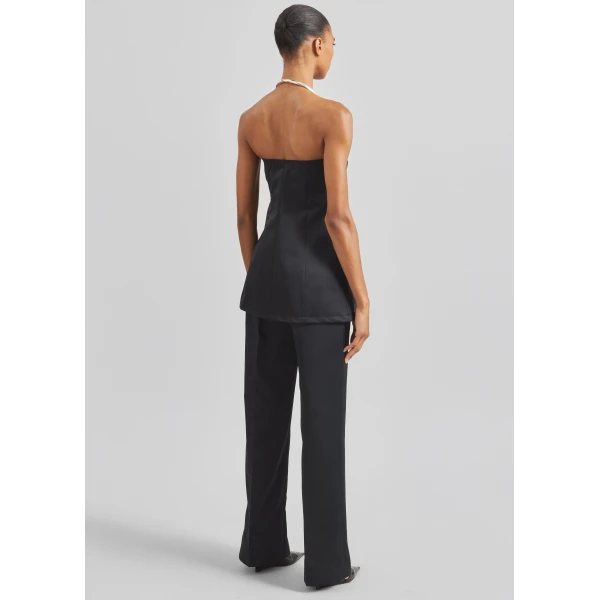 The Frankie Shop Luma Satin Bustier - Black - Oversized Minimalist Tops in Black - Shop at Luxury Shoes 