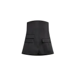 The Frankie Shop Luma Satin Bustier - Black - Oversized Minimalist Tops in Black - Shop at Luxury Shoes 