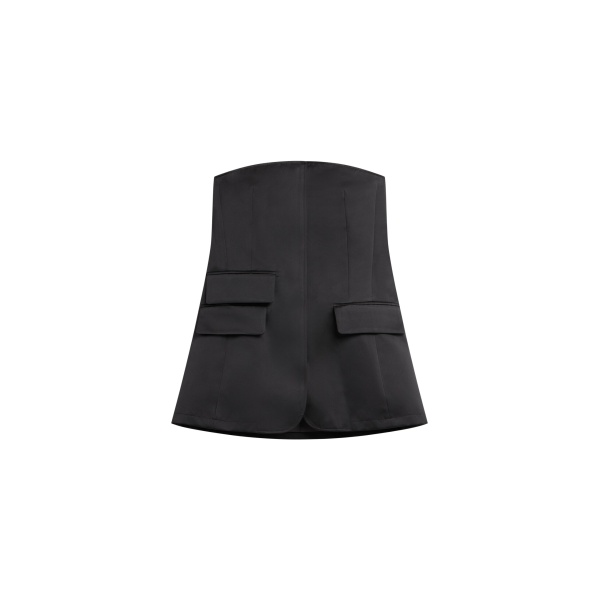 The Frankie Shop Luma Satin Bustier - Black - Oversized Minimalist Tops in Black - Shop at Luxury Shoes 