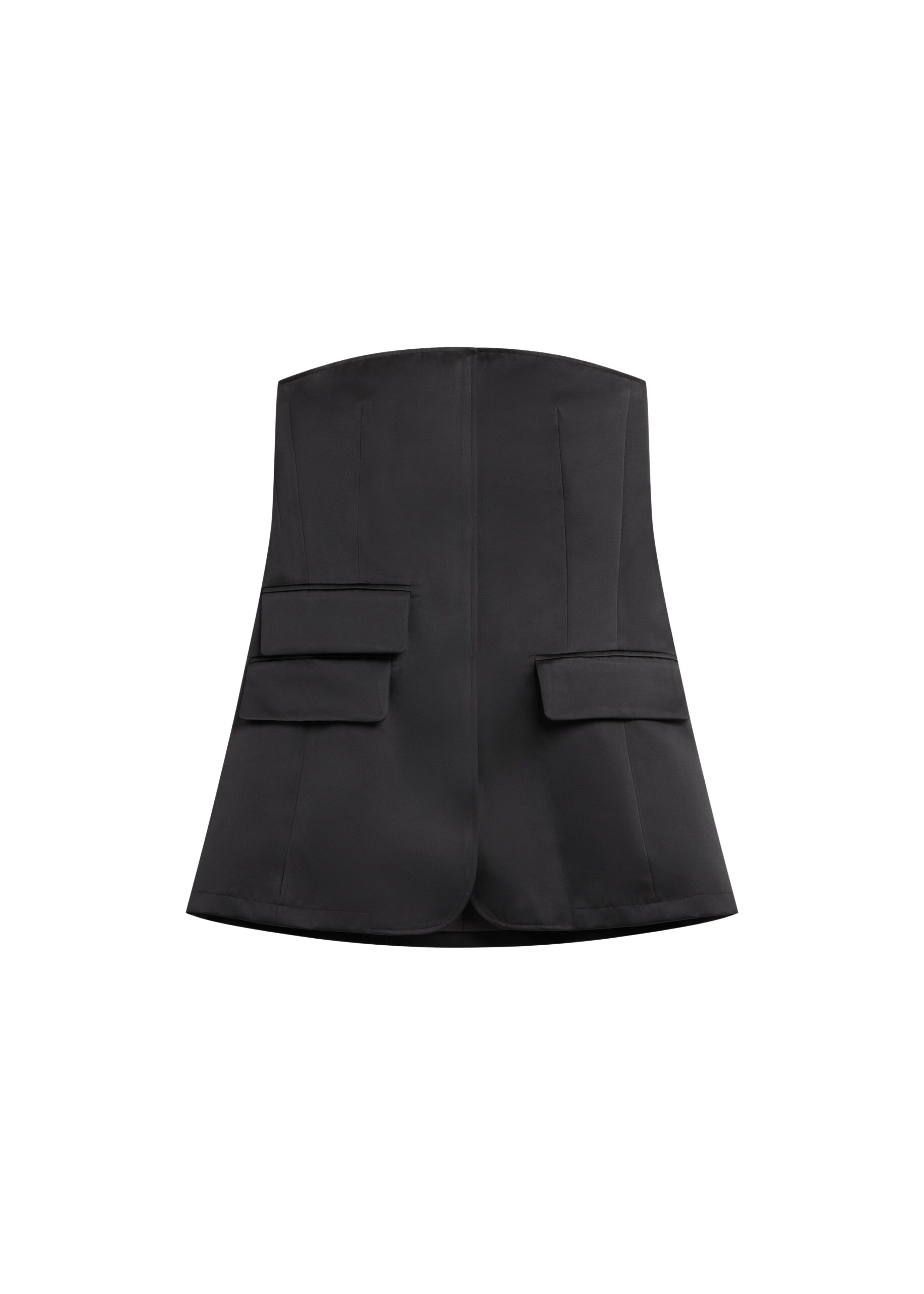 The Frankie Shop Luma Satin Bustier - Black - Oversized Minimalist Tops in Black - Shop at Luxury Shoes 