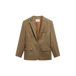 The Frankie Shop Lyra Oversized Houndstooth Blazer - Camel - Oversized Minimalist Jackets in Beige - Shop at Luxury Shoes 
