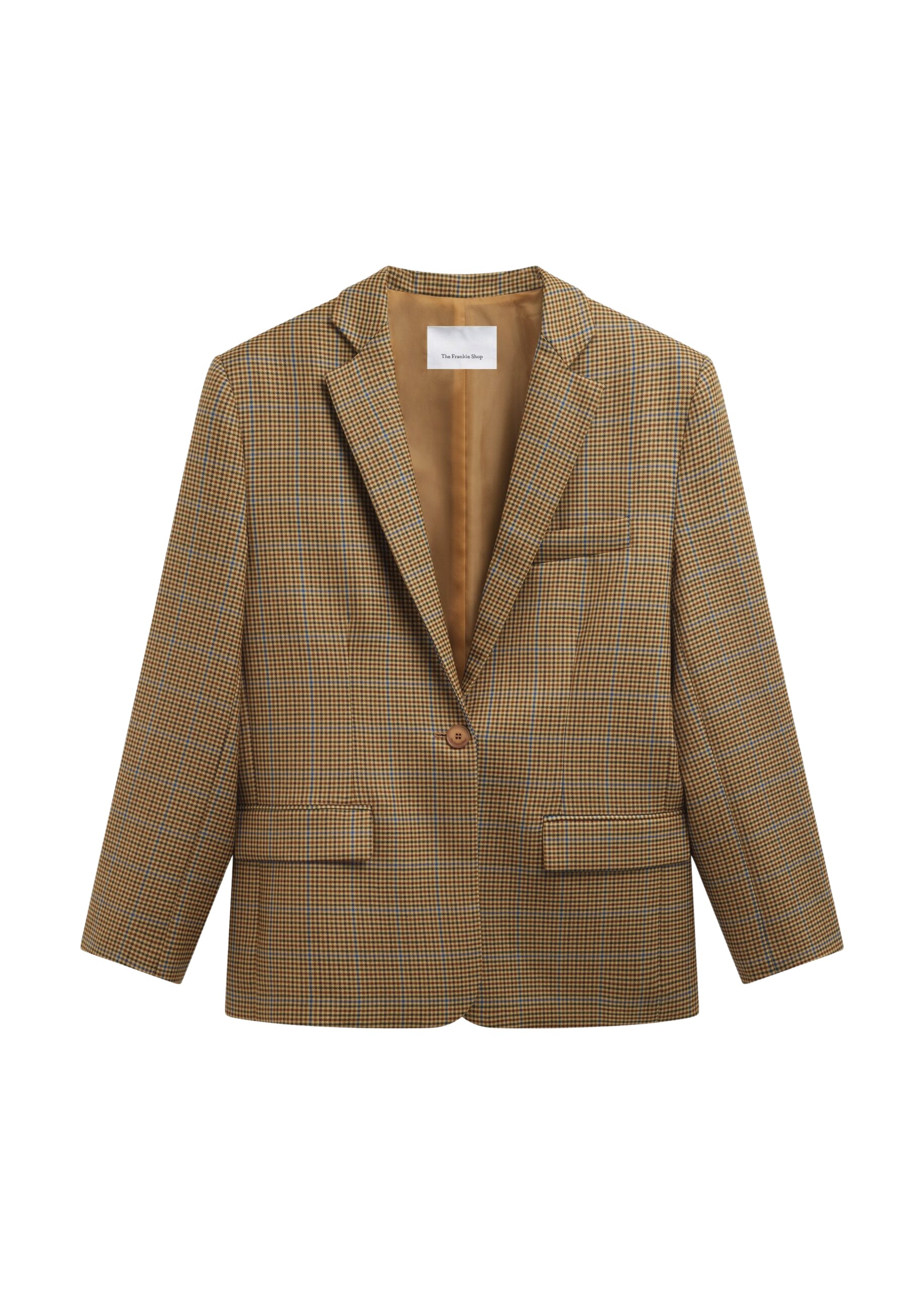 The Frankie Shop Lyra Oversized Houndstooth Blazer – Camel
