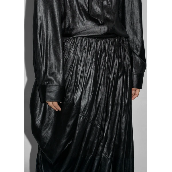 The Frankie Shop Mabillon Corded Draped Skirt - Black - Oversized Minimalist Skirts in Black - Shop at Luxury Shoes 