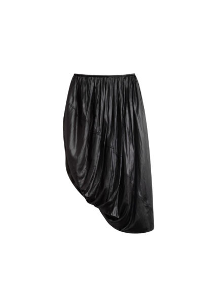 The Frankie Shop Mabillon Corded Draped Skirt - Black - Oversized Minimalist Skirts in Black - Shop at Luxury Shoes 