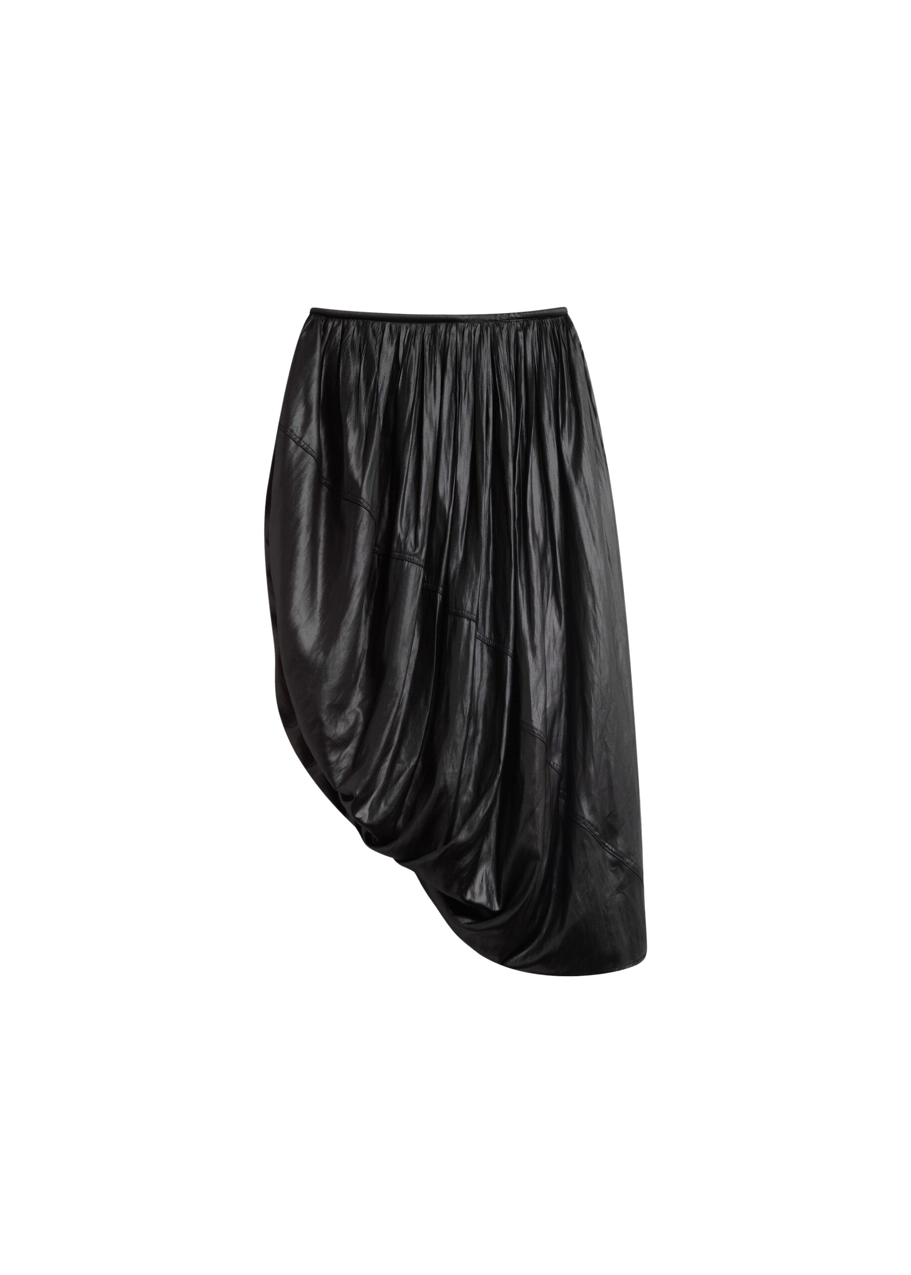 The Frankie Shop Mabillon Corded Draped Skirt - Black - Oversized Minimalist Skirts in Black - Shop at Luxury Shoes 