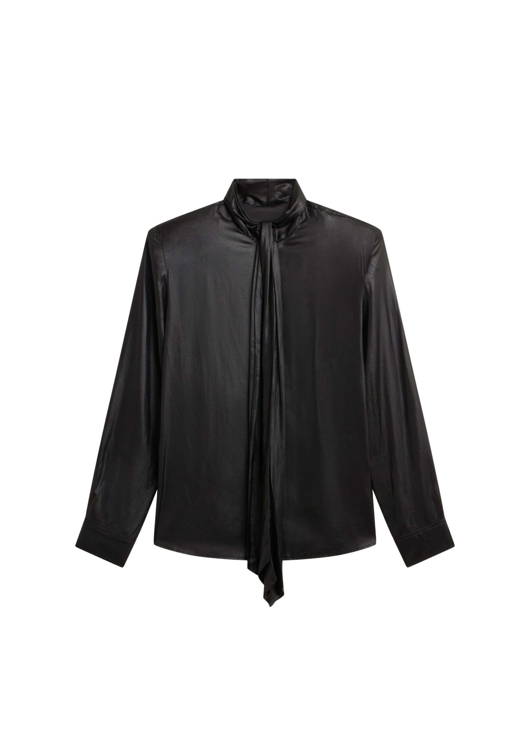 The Frankie Shop Mabillon Padded Lavalliere Blouse - Black - Oversized Minimalist Tops in Black - Shop at Luxury Shoes 