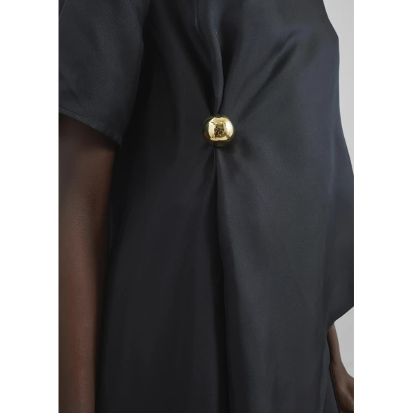 The Frankie Shop Madea Asymmetric Silk Twill Top – Black, view 4