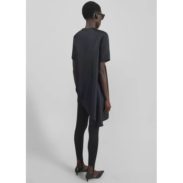 The Frankie Shop Madea Asymmetric Silk Twill Top – Black, view 6