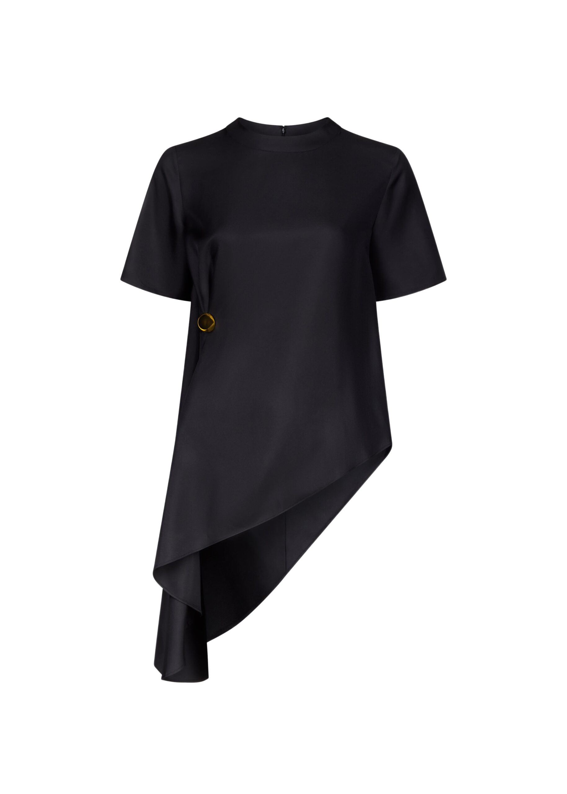 The Frankie Shop Madea Asymmetric Silk Twill Top - Black - Oversized Minimalist Tops in Black - Shop at Luxury Shoes 