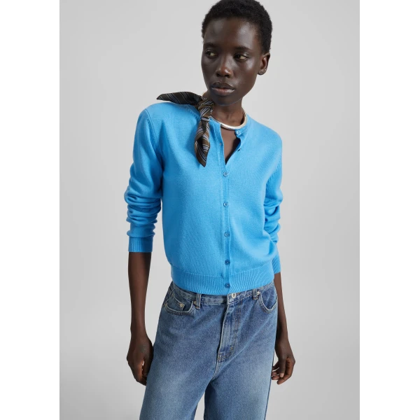 The Frankie Shop Mahim Superfine Wool Cardigan - Blue - Oversized Minimalist Knitwear in Blue - Shop at Luxury Shoes 