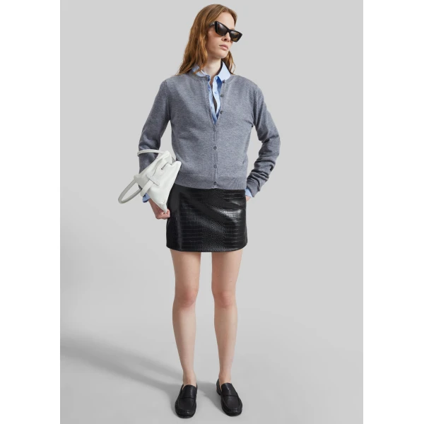 The Frankie Shop Mahim Superfine Wool Cardigan - Grey - Oversized Minimalist Knitwear in Grey - Shop at Luxury Shoes 
