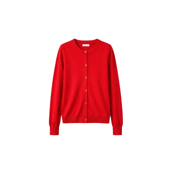 The Frankie Shop Mahim Superfine Wool Cardigan - Red - Oversized Minimalist Knitwear in Red - Shop at Luxury Shoes 