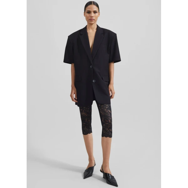 The Frankie Shop Maisie Short Sleeve Blazer - Black - Oversized Minimalist Jackets in Black - Shop at Luxury Shoes 