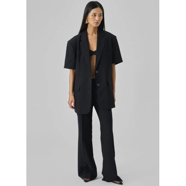 The Frankie Shop Maisie Short Sleeve Blazer - Black - Oversized Minimalist Jackets in Black - Shop at Luxury Shoes 