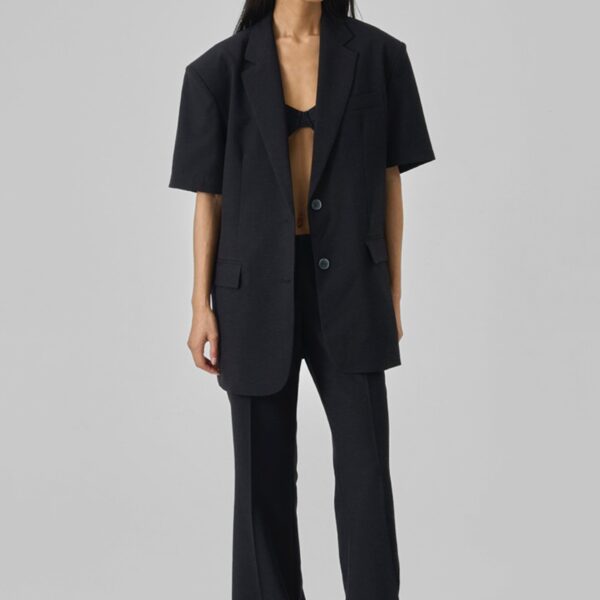 The Frankie Shop Maisie Short Sleeve Blazer – Black, view 6