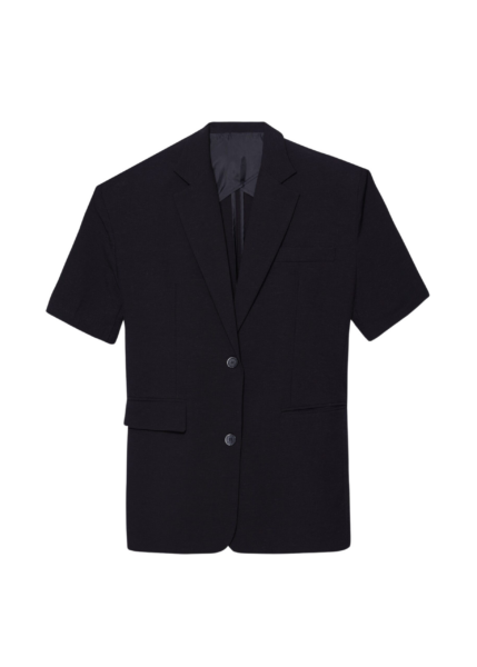 The Frankie Shop Maisie Short Sleeve Blazer - Black - Oversized Minimalist Jackets in Black - Shop at Luxury Shoes 