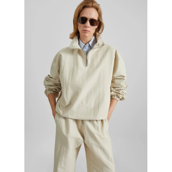 The Frankie Shop Majvik Windbreaker Anorak - Light Beige - Oversized Minimalist Jackets in Beige - Shop at Luxury Shoes 