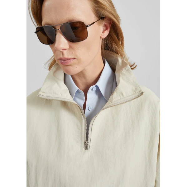 The Frankie Shop Majvik Windbreaker Anorak - Light Beige - Oversized Minimalist Jackets in Beige - Shop at Luxury Shoes 