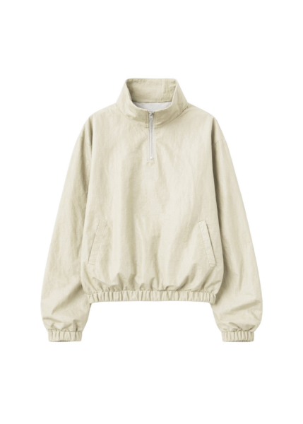 The Frankie Shop Majvik Windbreaker Anorak - Light Beige - Oversized Minimalist Jackets in Beige - Shop at Luxury Shoes 
