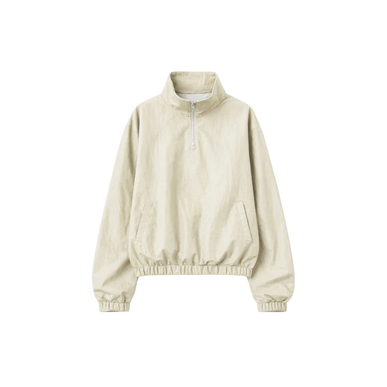 The Frankie Shop Majvik Windbreaker Anorak - Light Beige - Oversized Minimalist Jackets in Beige - Shop at Luxury Shoes 