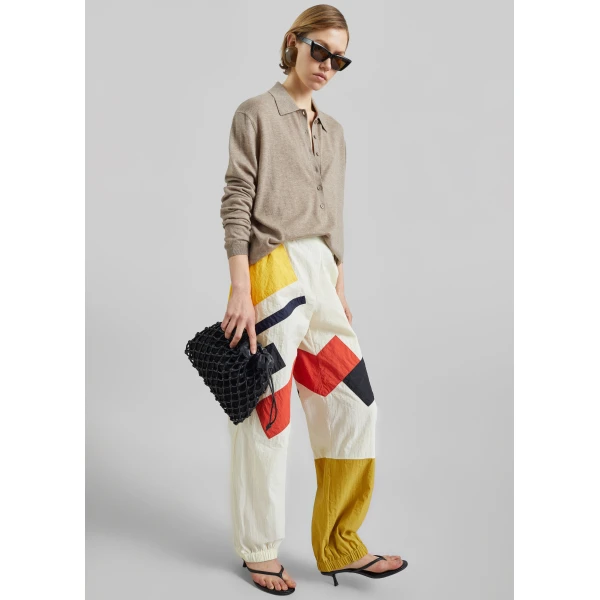The Frankie Shop Malevich Track Pants - Vanilla - Oversized Minimalist Pants in Ivory - Shop at Luxury Shoes 
