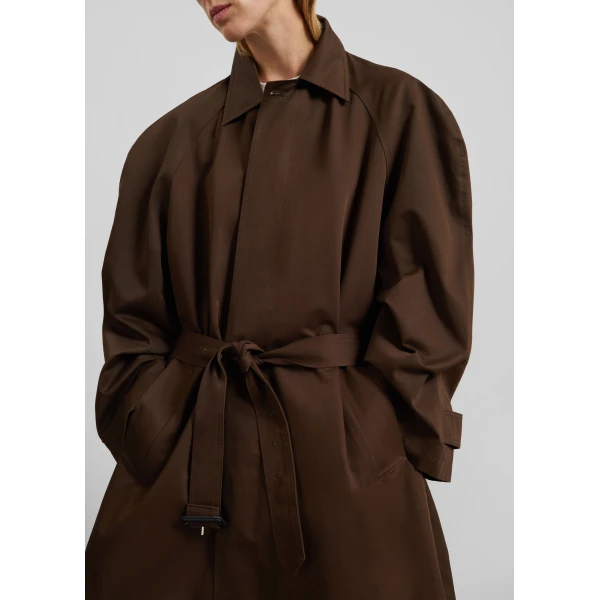 The Frankie Shop Malmedy Oversized Long Coat - Brown - Oversized Minimalist Coats in Beige - Shop at Luxury Shoes 