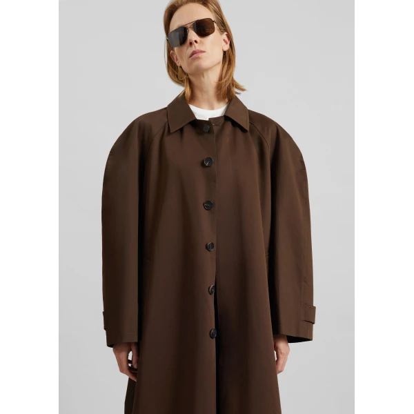 The Frankie Shop Malmedy Oversized Long Coat - Brown - Oversized Minimalist Coats in Beige - Shop at Luxury Shoes 
