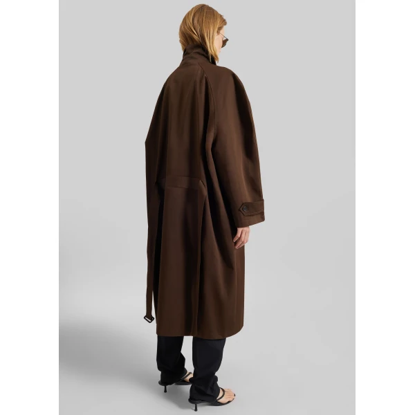 The Frankie Shop Malmedy Oversized Long Coat - Brown - Oversized Minimalist Coats in Beige - Shop at Luxury Shoes 