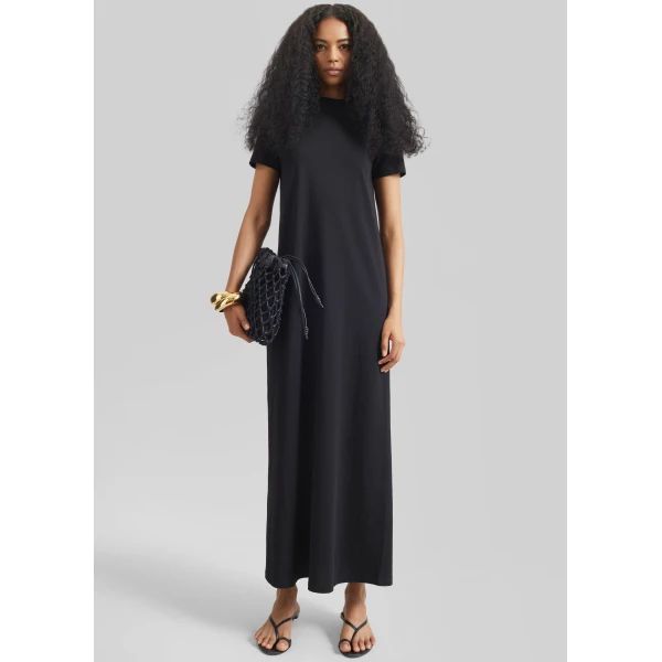 The Frankie Shop Malo T-Shirt Dress - Black - Oversized Minimalist Dresses in Black - Shop at Luxury Shoes 
