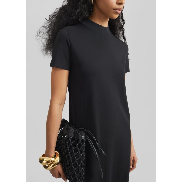 The Frankie Shop Malo T-Shirt Dress - Black - Oversized Minimalist Dresses in Black - Shop at Luxury Shoes 