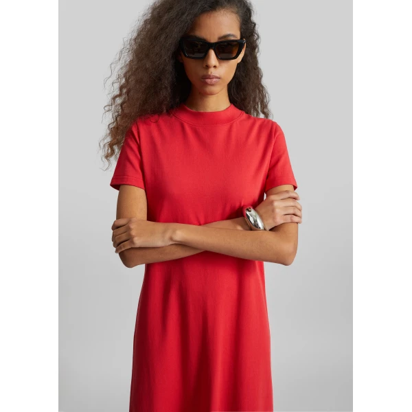 The Frankie Shop Malo T-Shirt Dress - Red - Oversized Minimalist Dresses in Red - Shop at Luxury Shoes 
