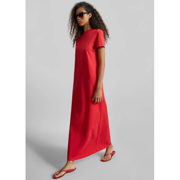 The Frankie Shop Malo T-Shirt Dress - Red - Oversized Minimalist Dresses in Red - Shop at Luxury Shoes 