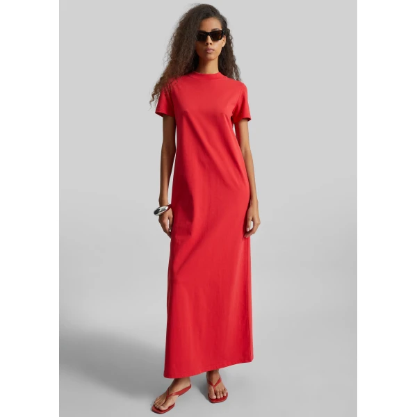 The Frankie Shop Malo T-Shirt Dress - Red - Oversized Minimalist Dresses in Red - Shop at Luxury Shoes 