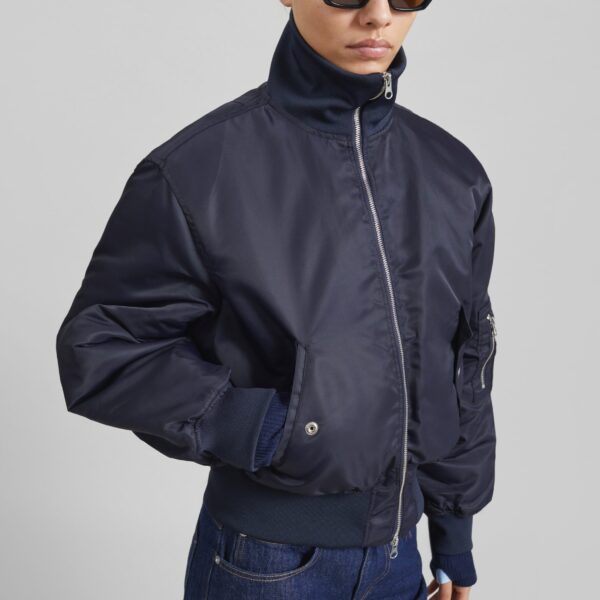 The Frankie Shop Maloy Cropped Bomber Jacket – Navy, view 3