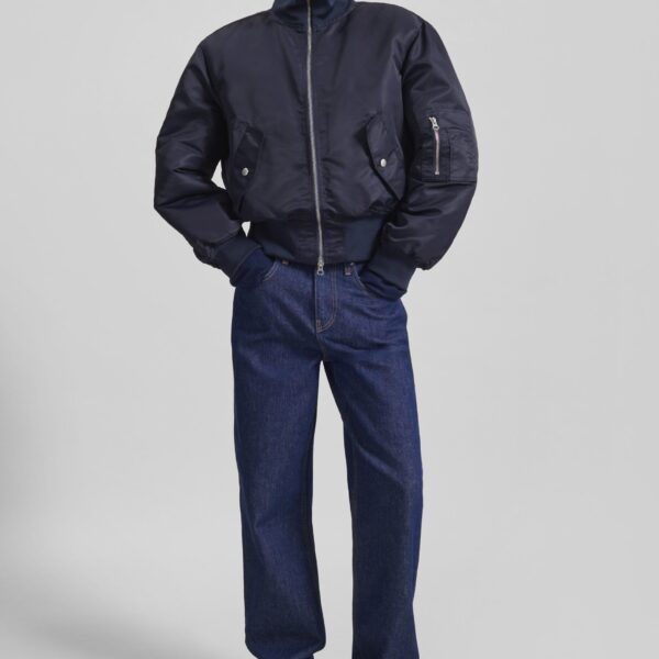 The Frankie Shop Maloy Cropped Bomber Jacket – Navy, view 4