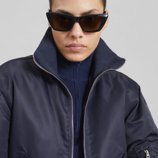 The Frankie Shop Maloy Cropped Bomber Jacket – Navy, view 5