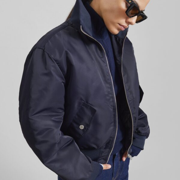 The Frankie Shop Maloy Cropped Bomber Jacket – Navy, view 6