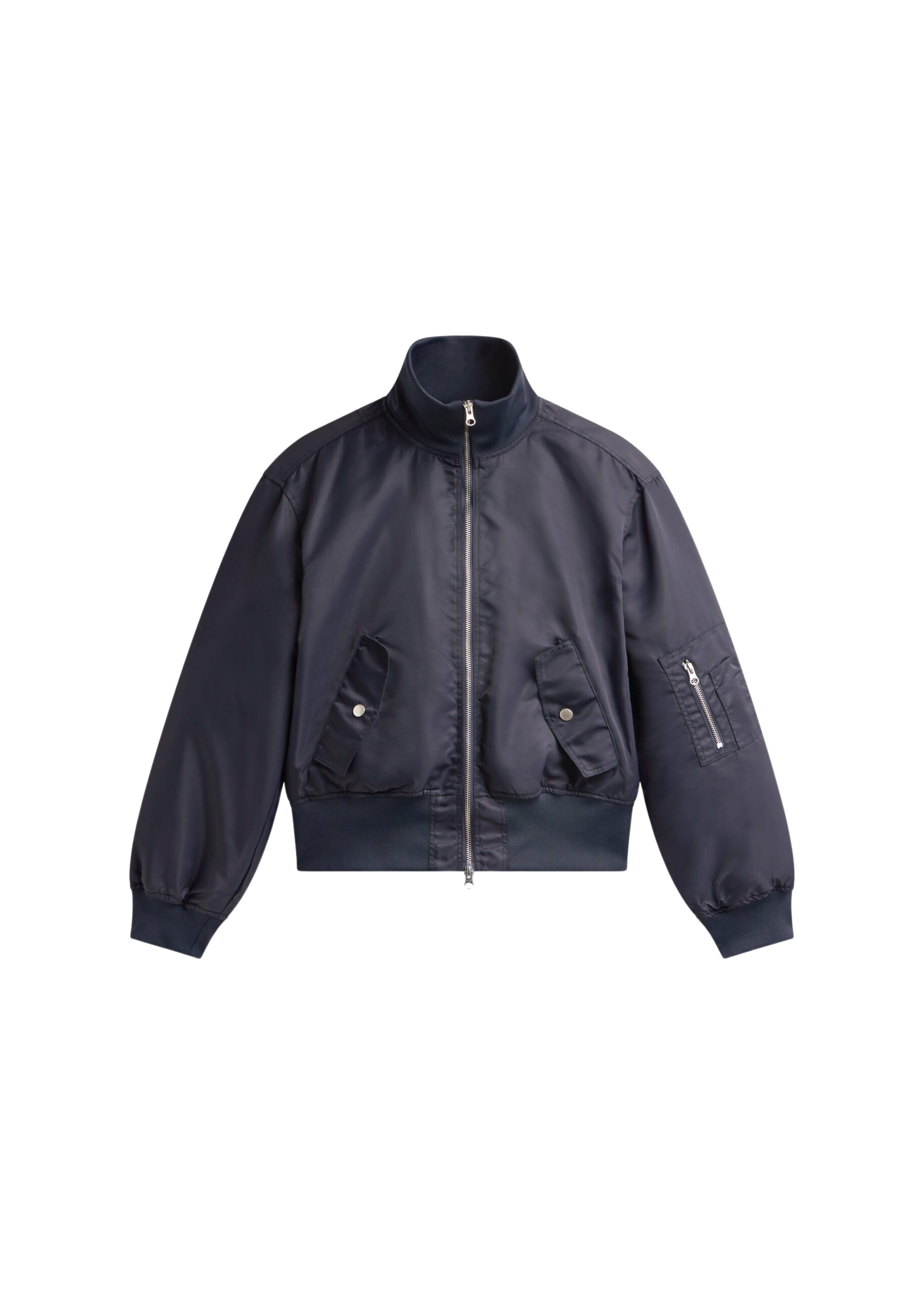 The Frankie Shop Maloy Cropped Bomber Jacket – Navy