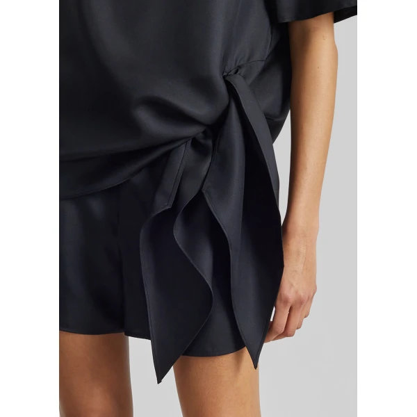 The Frankie Shop Mano Asymmetric Silk Top - Black - Oversized Minimalist Tops in Black - Shop at Luxury Shoes 