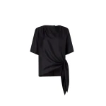 The Frankie Shop Mano Asymmetric Silk Top - Black - Oversized Minimalist Tops in Black - Shop at Luxury Shoes 