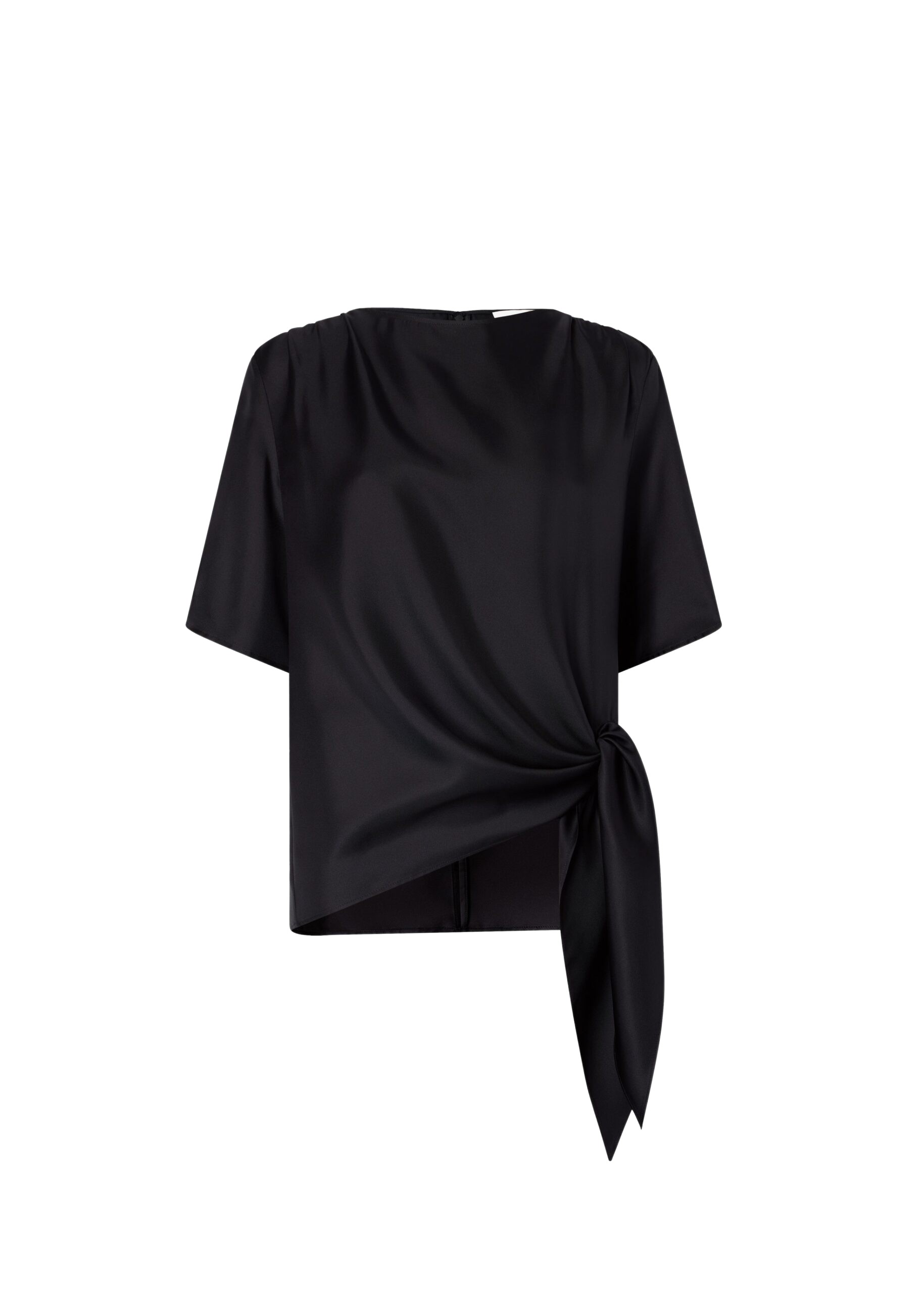 The Frankie Shop Mano Asymmetric Silk Top - Black - Oversized Minimalist Tops in Black - Shop at Luxury Shoes 
