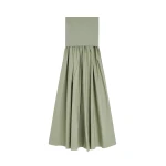 The Frankie Shop Marc Cotton Maxi Dress - Deep Lichen Green - Oversized Minimalist Dresses in Green - Shop at Luxury Shoes 