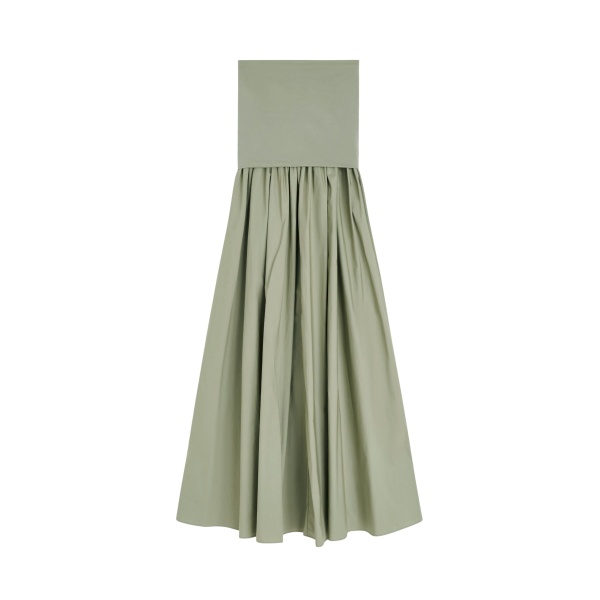 The Frankie Shop Marc Cotton Maxi Dress - Deep Lichen Green - Oversized Minimalist Dresses in Green - Shop at Luxury Shoes 