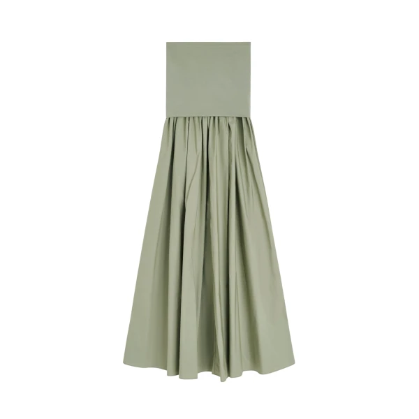 The Frankie Shop Marc Cotton Maxi Dress - Deep Lichen Green - Oversized Minimalist Dresses in Green - Shop at Luxury Shoes 