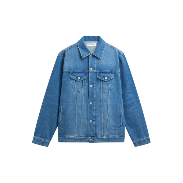 The Frankie Shop Marden Denim Jacket - Medium Wash - Oversized Minimalist Jackets in Grey - Shop at Luxury Shoes 