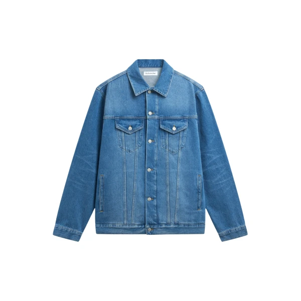 The Frankie Shop Marden Denim Jacket - Medium Wash - Oversized Minimalist Jackets in Grey - Shop at Luxury Shoes 