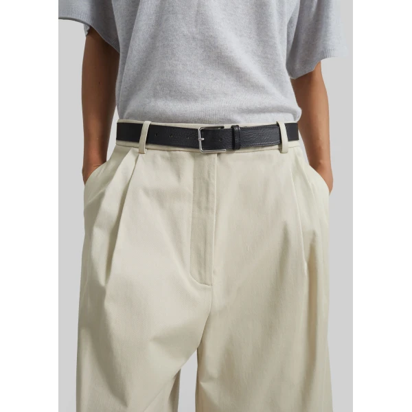 The Frankie Shop Marfa Cotton Pleated Bermuda - Light Beige - Oversized Minimalist Shorts in Beige - Shop at Luxury Shoes 